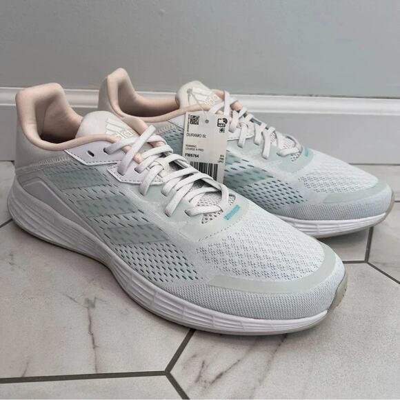 New Adidas Duramo SL White and Teal Sneakers Size 11 Womens - Picture 2 of 12